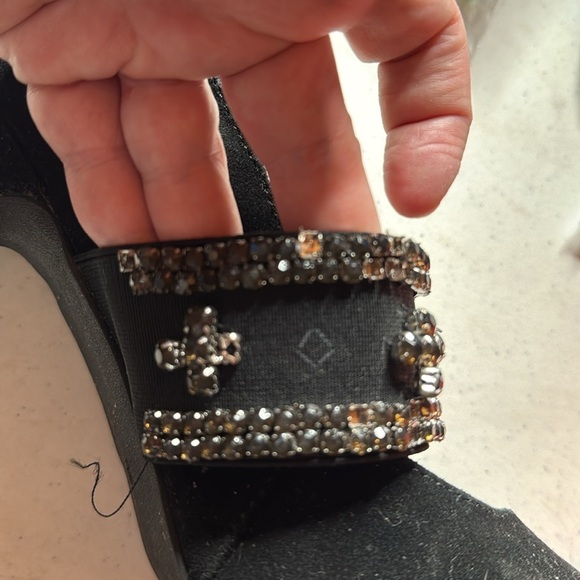 Avon Mark. Black Suede Jewel Encrusted High Heels Size 9 - Picture 10 of 12
